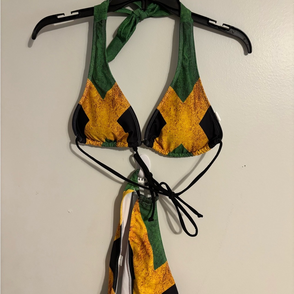 Green and Yellow Bikini Top